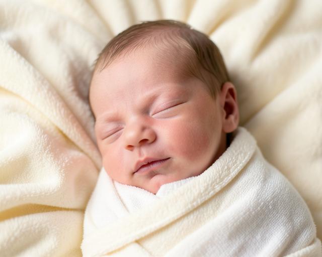 A swaddled newborn sleeping