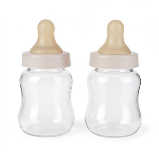 Two natural baby feeding bottles